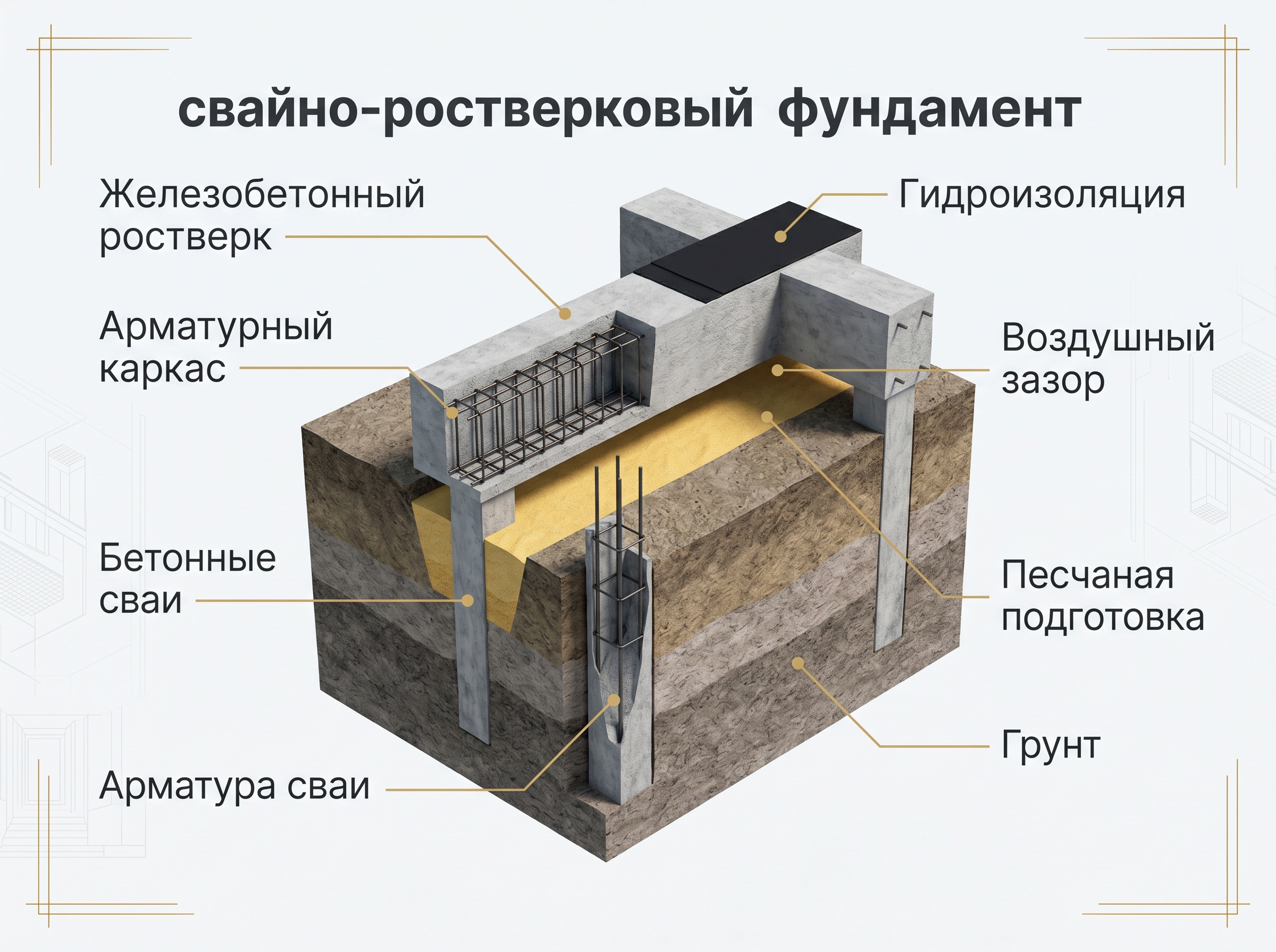 Готовый свайно-ростверковый фундамент